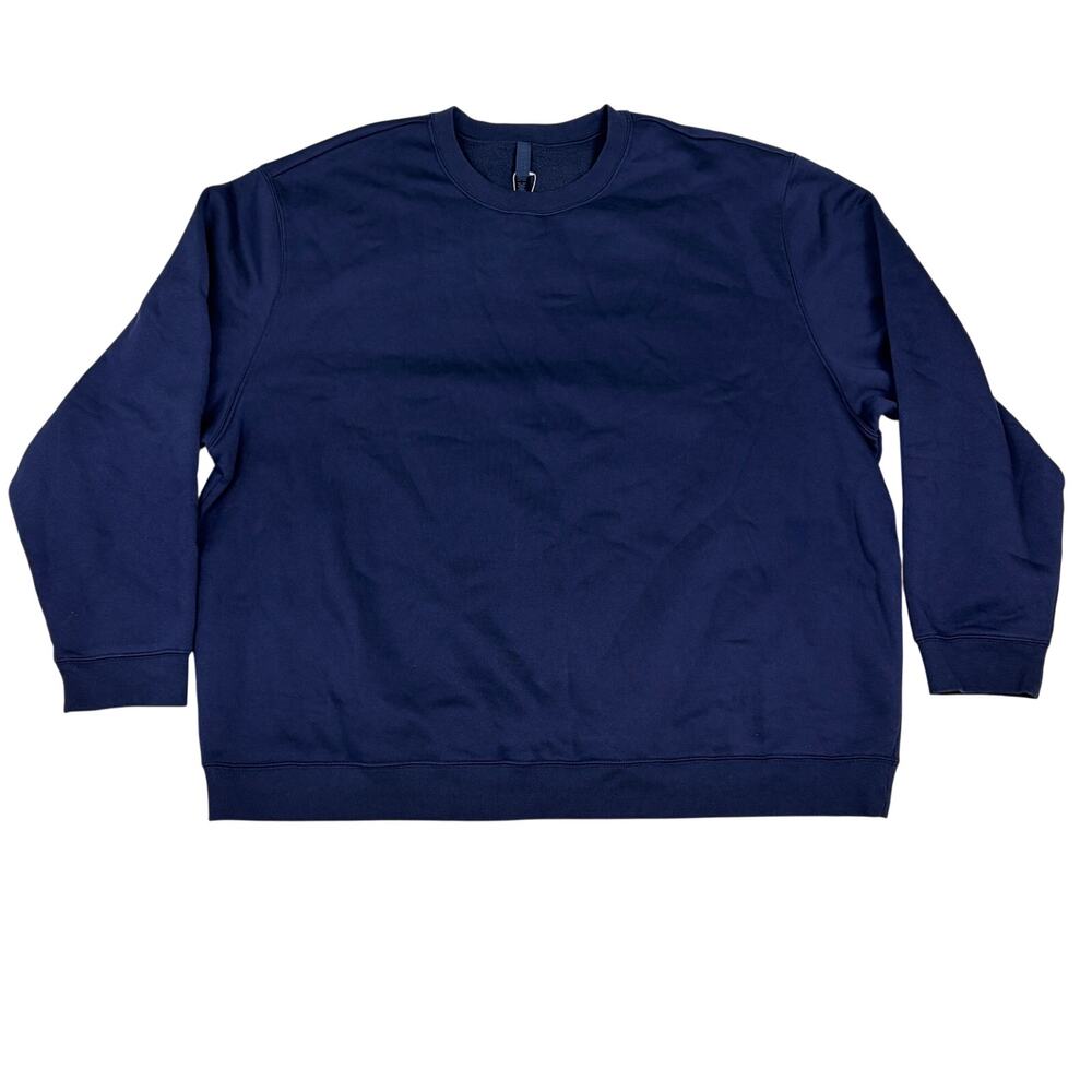 SKIMS Women's Cotton Fleece Relaxed Crew Neck Pullover Navy Size XXXL NWT